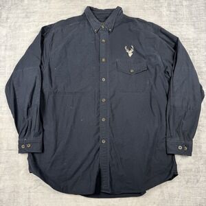 Vintage Woolrich Shirt Mens 2XL Blue Chamois Flannel Button Up Shooting Hunting